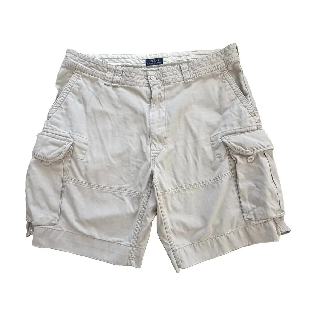 POLO Ralph Lauren Mens Khacki Cargo Shorts Sz 40 Logo Preppy Classic